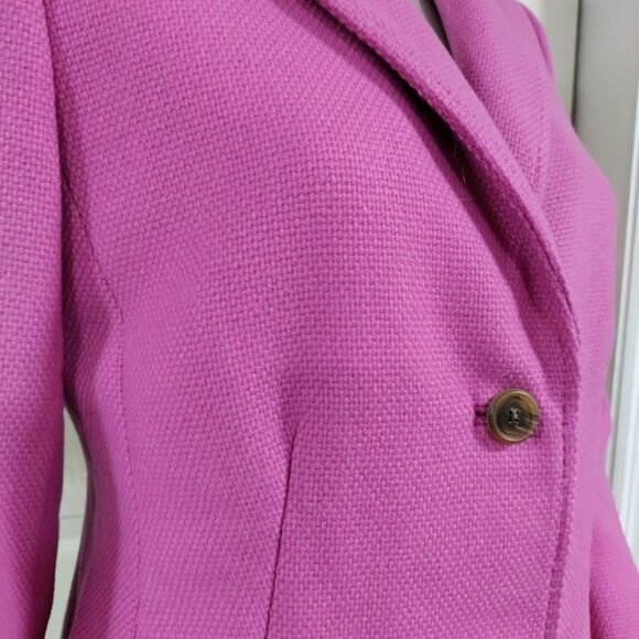 Lands End Pink Wool blend Tweed 2 Button Classic Twee Barbiecore Blazer 10 - Picture 9 of 16